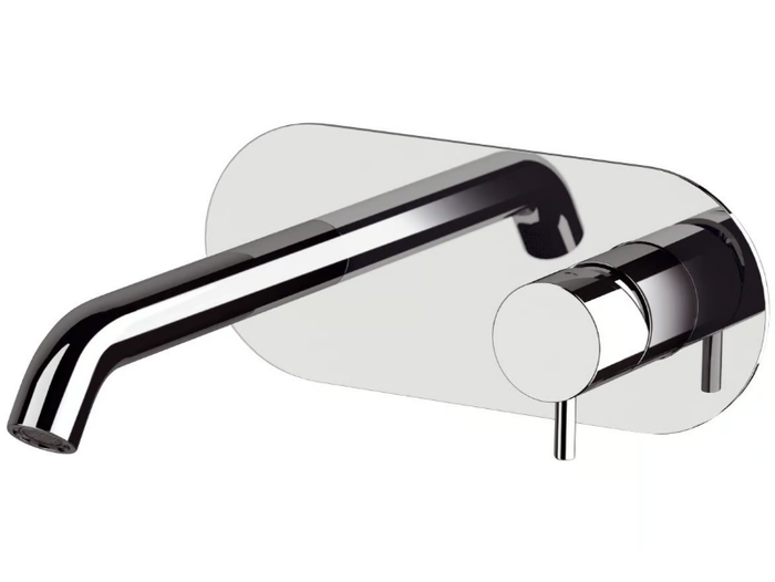 TOKYO - Wall-mounted single handle brass washbasin mixer with plate _ Daniel Rubinetterie